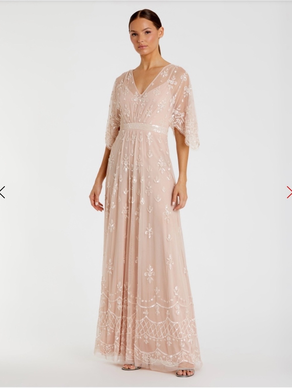 MAC DUGGAL V-Neck Embellished FLutter Sleeve A-Line Gown 🌸 Size 4